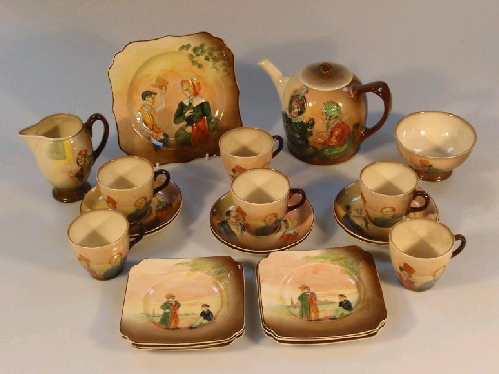 Appraisal: A Royal Doulton pottery Dickens ware tea service each piece