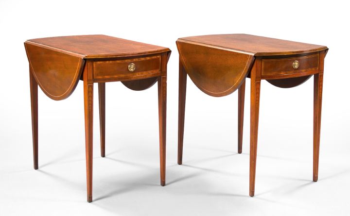 Appraisal: Pair of George III-Style Mahogany Drop-Leaf Tables each with a