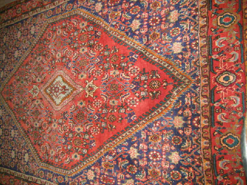 Appraisal: BIJAR THROW RUG The indigo herati field shows an oversized