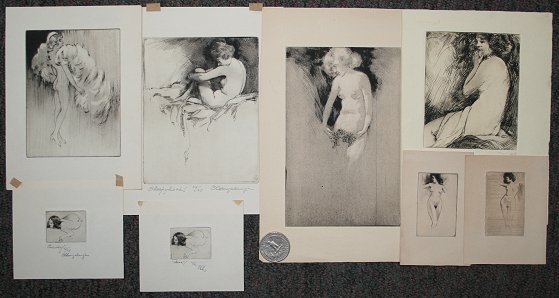 Appraisal: LONGABAUGH Charles Oglesby American - Nude Etchings various miniature sizes