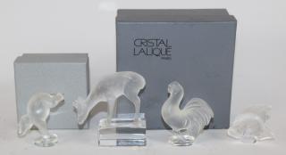 Appraisal: Grouping of Lalique crystal miniature animal figurines deer doe h