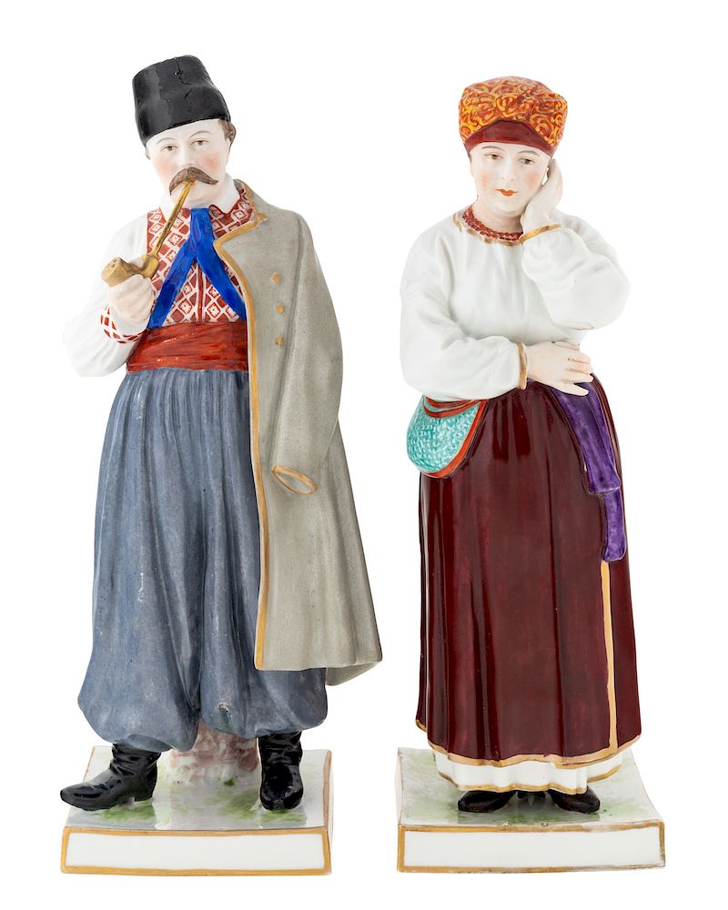 Appraisal: A PAIR OF RUSSIAN PORCELAIN FIGURINES OF A UKRAINIAN MAN