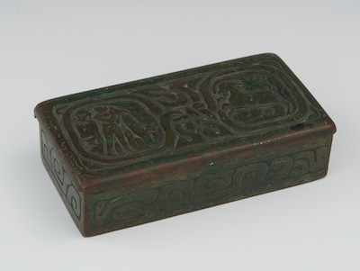 Appraisal: A Tiffany Studios Stamp Box in Zodiac Pattern Marked Tiffany