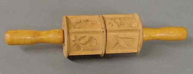 Appraisal: Carved maple springerle cookie rolling pin late th c l