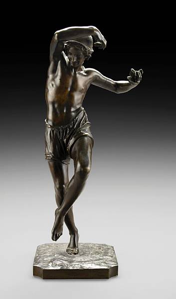 Appraisal: A patinated bronze figure of a young Neapolitan fisher boy