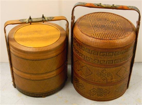 Appraisal: Two Asian stacking bridal baskets c round with fitted brass