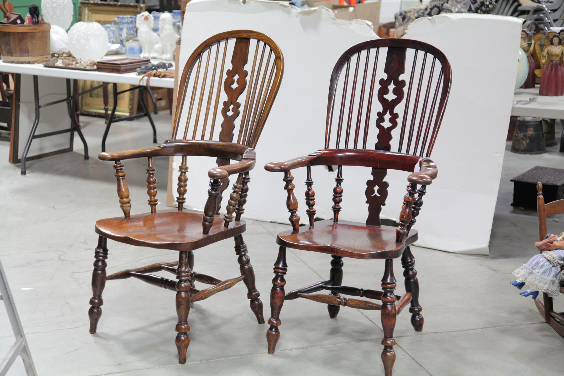 Appraisal: TWO WINDSOR ARMCHAIRS England early th century Near identical pair