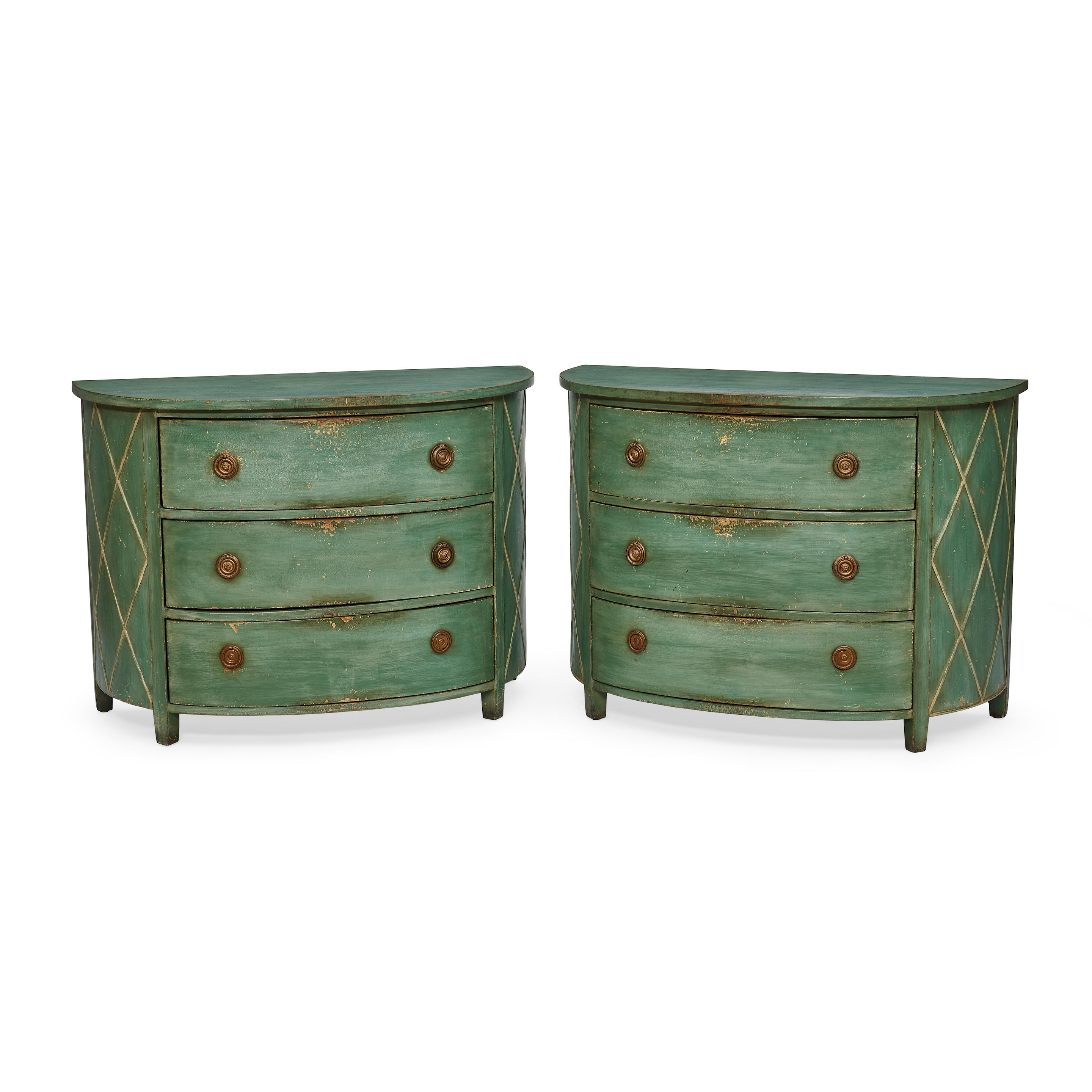 Appraisal: A PAIR OF FRENCH PROVINCIAL STYLE BLUE PAINTED AND CARVED