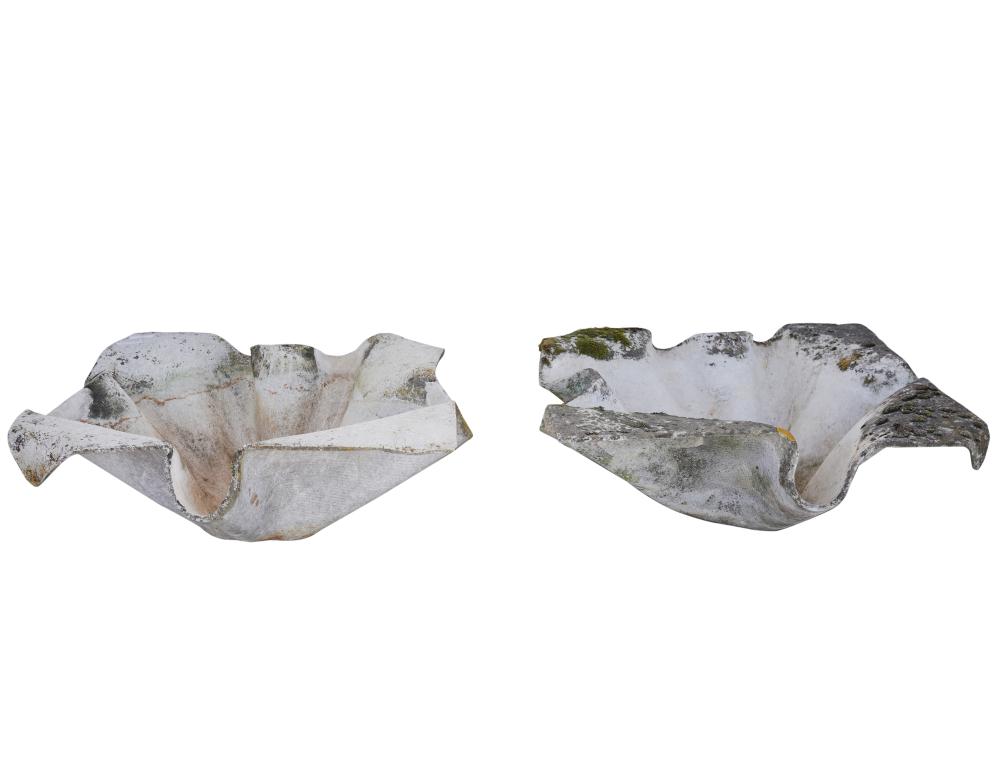 Appraisal: WILLY GUHL PAIR OF TULIP PLANTERS s fibrated concrete with