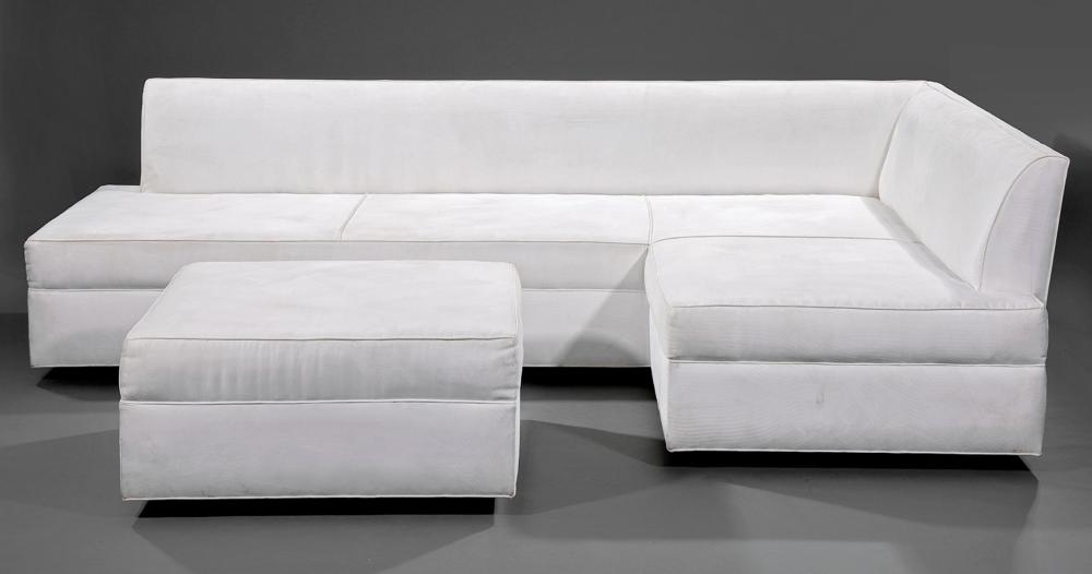 Appraisal: Upholstered L-Shaped Sofa and Ottoman by Lee Ledbetter Associates st