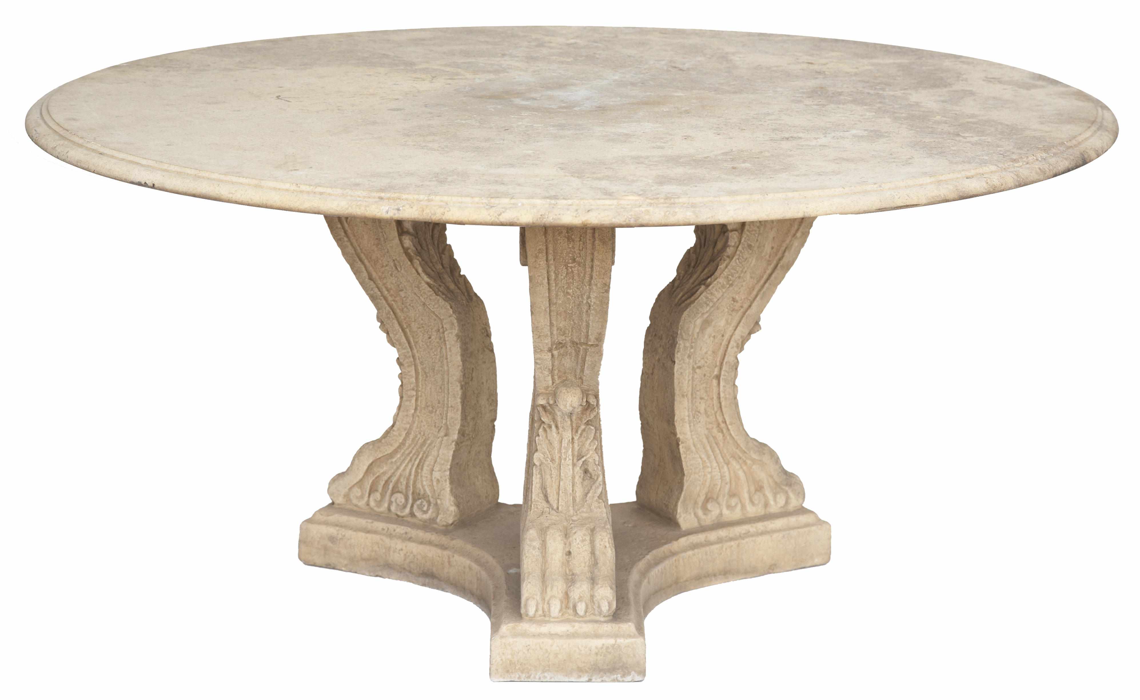 Appraisal: A Neoclassical style cast stone and granite center table height