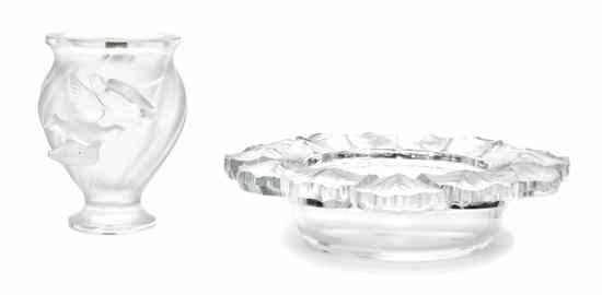 Appraisal: Two Lalique Molded and Frosted Glass Articles comprising a bowl