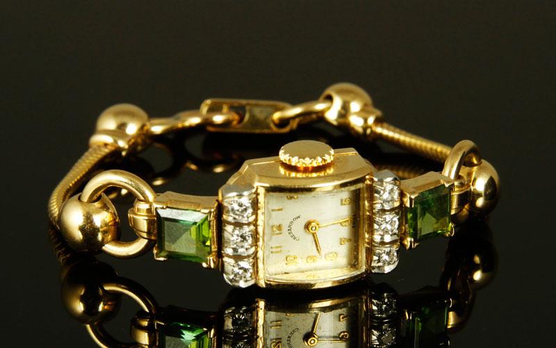 Appraisal: - K Gold Diamond and Tourmaline Watch K yellow gold