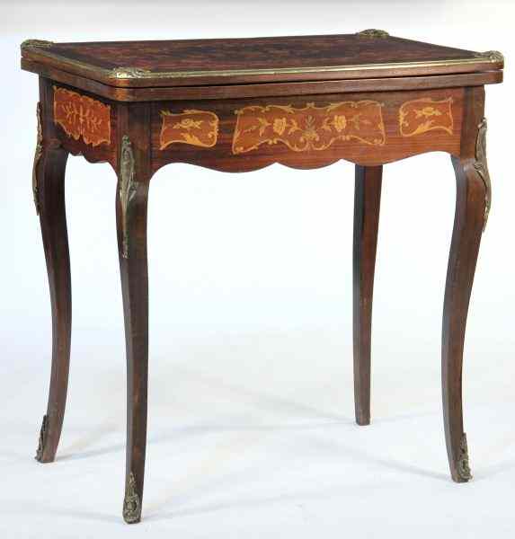 Appraisal: French Marquetry Game Tablewalnut and various fruitwood veneers floral and