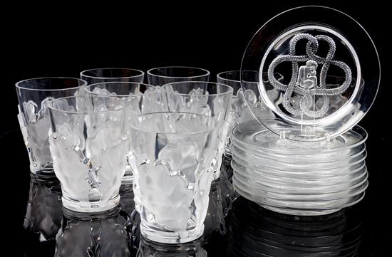 Appraisal: Sale Lot A Set of Nine Lalique Molded and Frosted