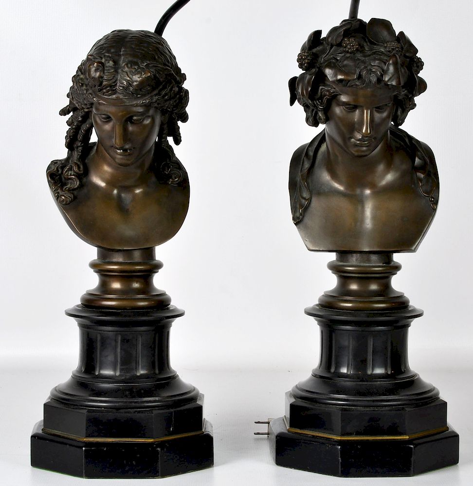 Appraisal: Pair of th C Bronze Bust Barbedienne Foundry Two Bronze