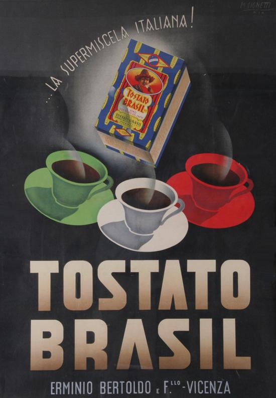 Appraisal: ITALIAN ADVERTISING POSTER Gros-Monti Co Torino Tostato Brasil by M