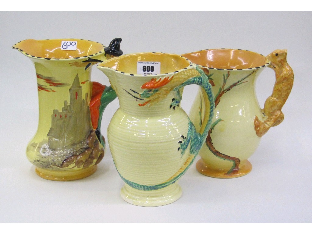 Appraisal: Three Burleigh Ware jugs Pied Piper Dragon and Squirrel