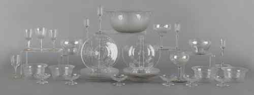 Appraisal: Large group of etched colorless glass tablewares