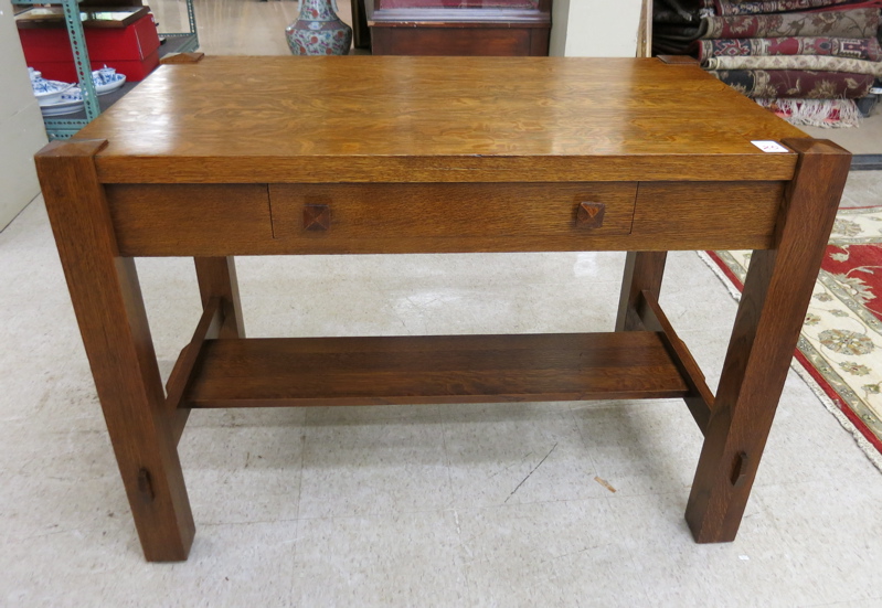 Appraisal: CRAFTSMAN STYLE OAK LIBRARY TABLE American c having a rectangular