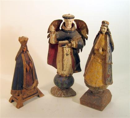 Appraisal: Three Continental carved and painted santos figures th th century