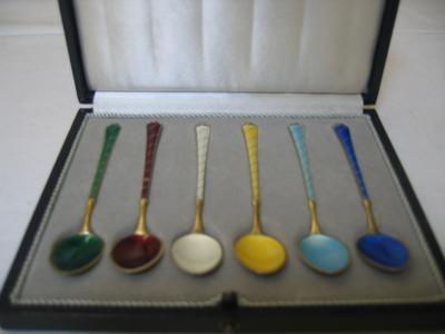 Appraisal: A SET OF SIX DANISH GILT COFFEE SPOONS with harlequin