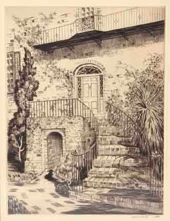 Appraisal: Alfred Hutty South Carolina - MY DOORWAY ON TRADD STREET