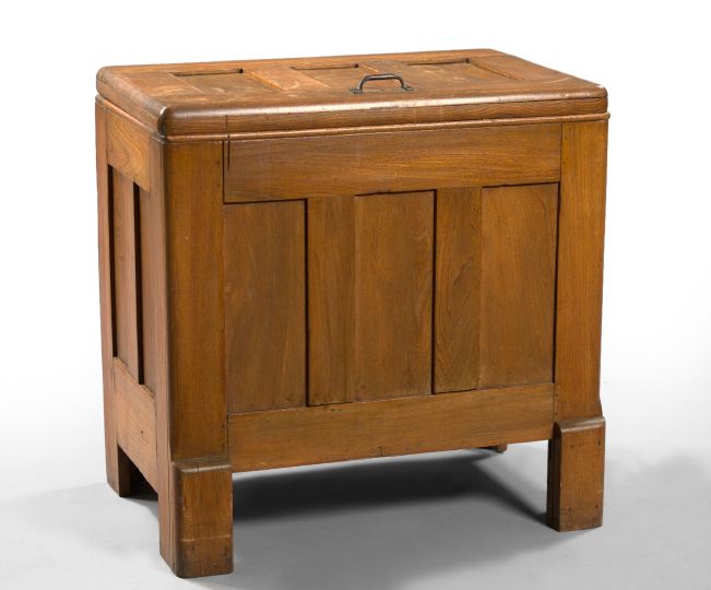 Appraisal: American Oak Lift-Top Ice Box first quarter th century the