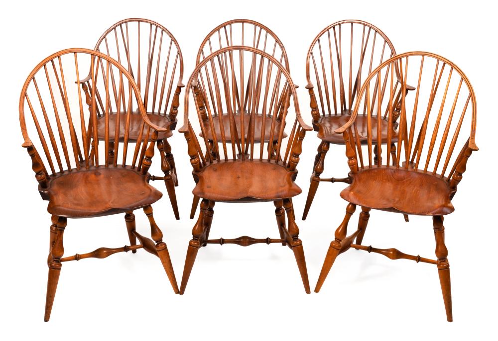 Appraisal: SET OF SIX WARREN CHAIR WORKS WINDSOR CHAIRS WARREN RHODE