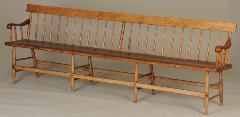 Appraisal: Pennsylvania Spindleback Settee Meeting Bench Description th Century Straight back