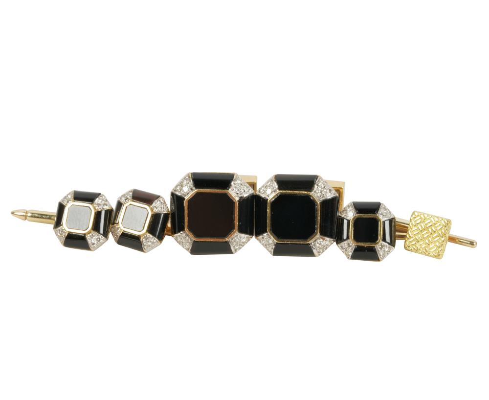 Appraisal: VAN CLEEF ARPELS KARAT ONYX DIAMOND TUXEDO SETcomprising a pair