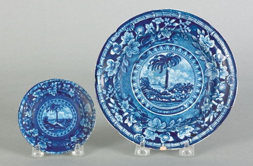 Appraisal: Two historical blue Arms of South Carolina plate and cup