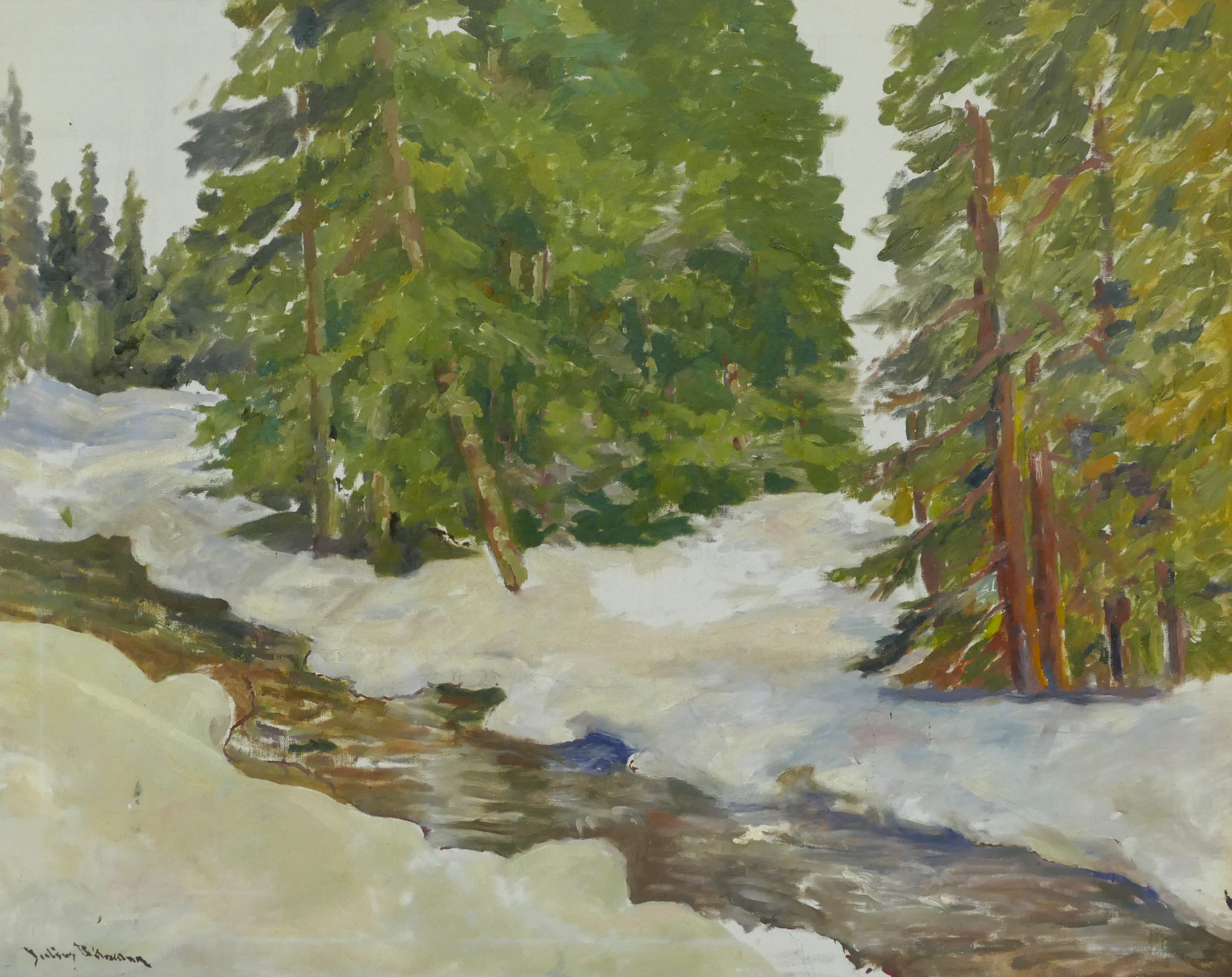 Appraisal: Julius Ullmann - Washington ''Winter Stream'' Oil on Canvas ''x