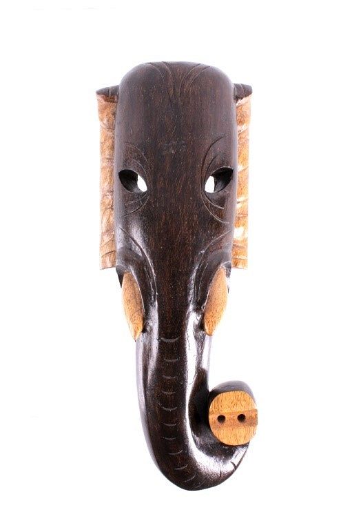 Appraisal: African Walnut Theriomorphic Elephant Mask For your consideration is this