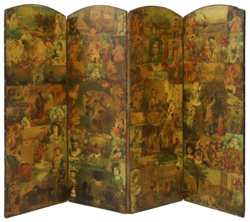 Appraisal: Victorian folding screen late th early th c four panels