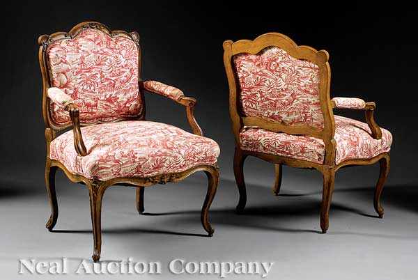 Appraisal: A Good Pair of Louis XV XVI Carved Beech Fauteuils