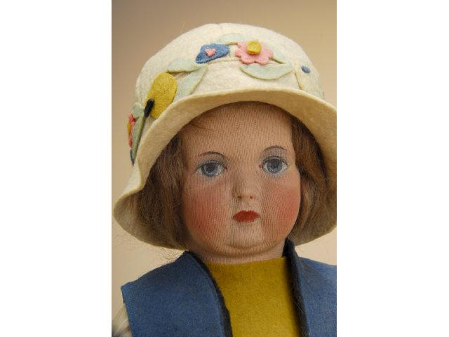 Appraisal: Lenci-Type Stockinette Character Child Germany ca jointed character doll with