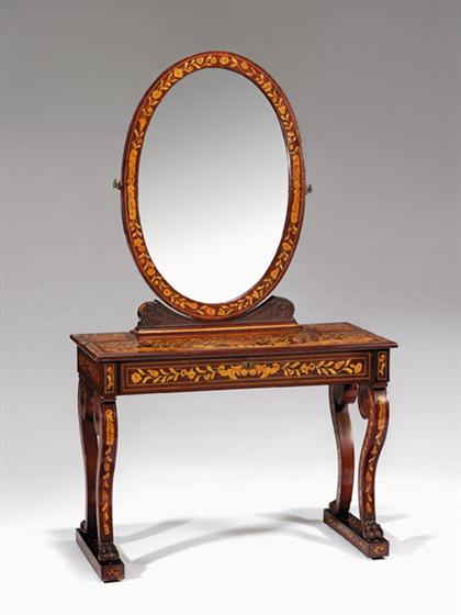 Appraisal: Dutch mahogany and marquetry dressing table th century Lacks mirror