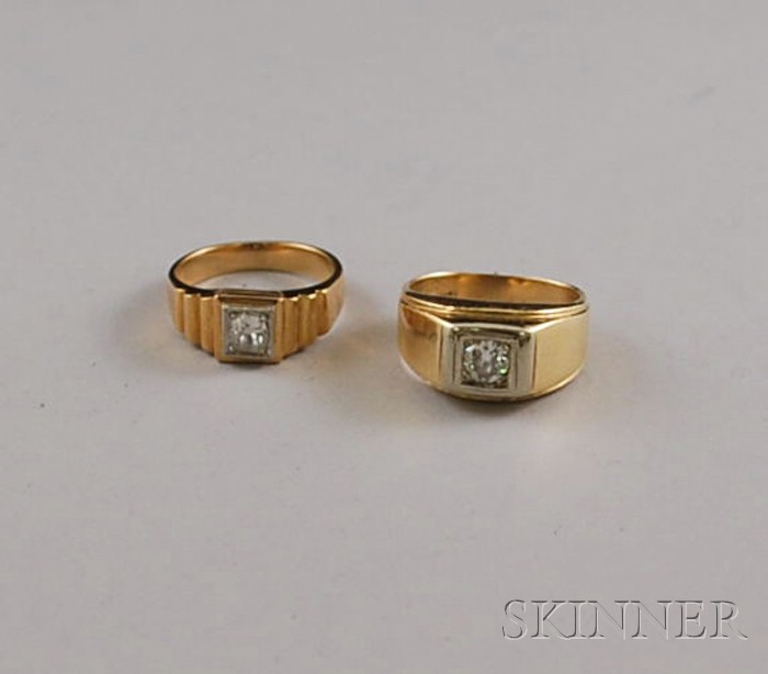 Appraisal: Two kt Gold and Diamond Rings sizes and