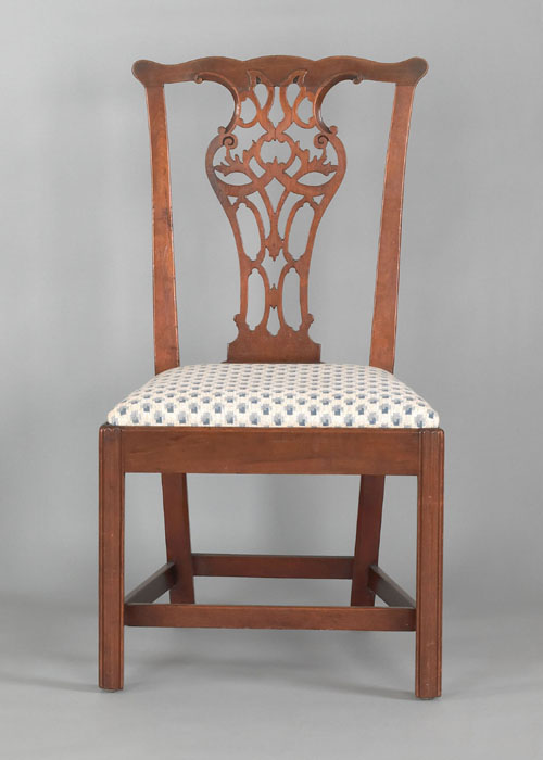 Appraisal: New York Chippendale carved mahogany side chair ca the back