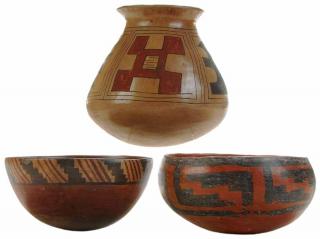 Appraisal: Three Pieces Decorated Pueblo Pottery American th century jar probably