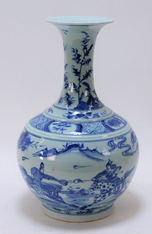 Appraisal: Chinese Blue White Porcelain Ming Style Vase China th Century