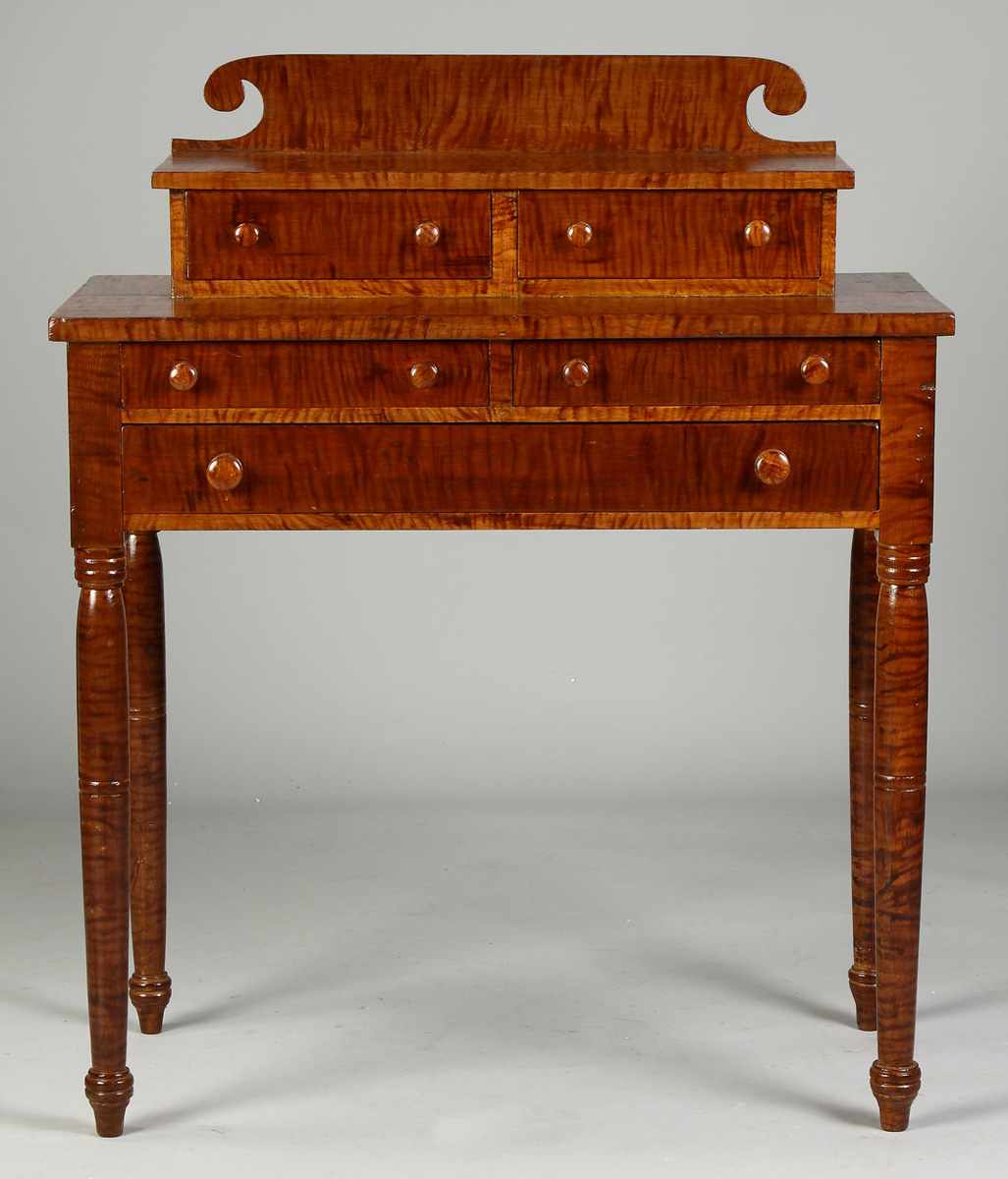 Appraisal: Country Sheraton Pine Server w Scroll Back th cent Hand