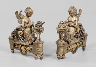 Appraisal: Pair Louis XVI Gilt Bronze Chenets French late th century