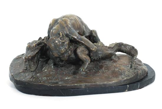 Appraisal: Pierre Jules Mene after French - JAGUAR ET CAIMAN bronze