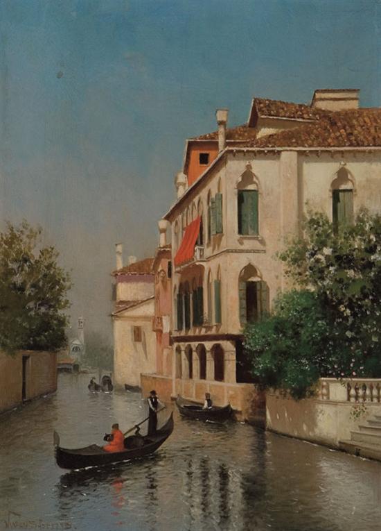 Appraisal: WARREN SHEPPARD American - Gondolas on a Venetian Canal oil