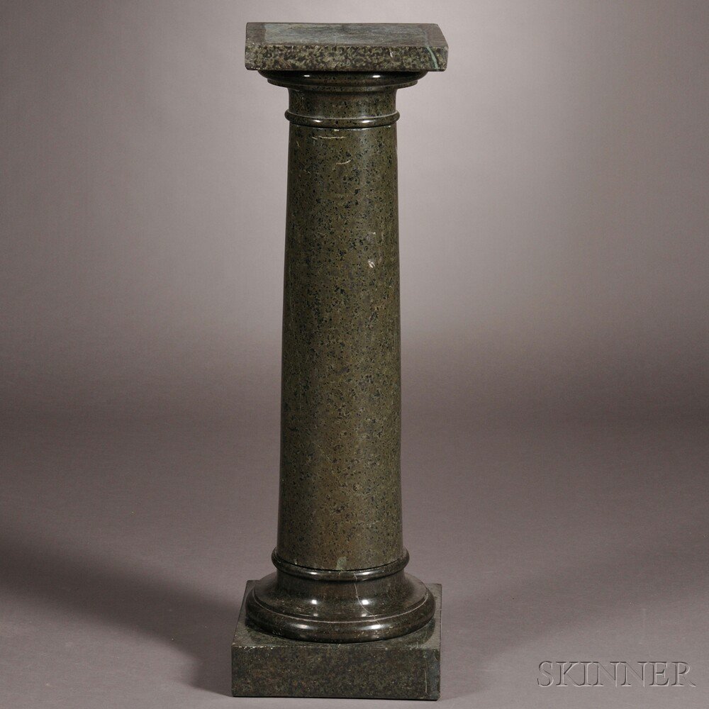 Appraisal: Marble Pedestal late th early th century the dark gray-and