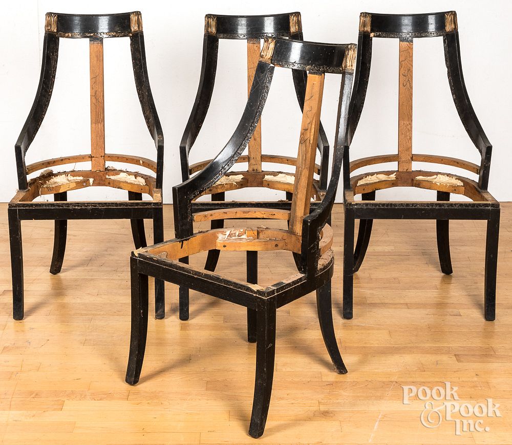 Appraisal: Four ebonized dining chairs th c Four ebonized dining chairs