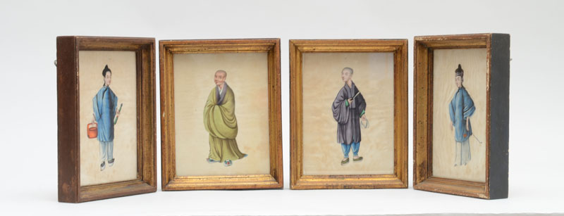 Appraisal: CHINESE SCHOOL MID TH C FOUR COSTUME STUDIES Group of