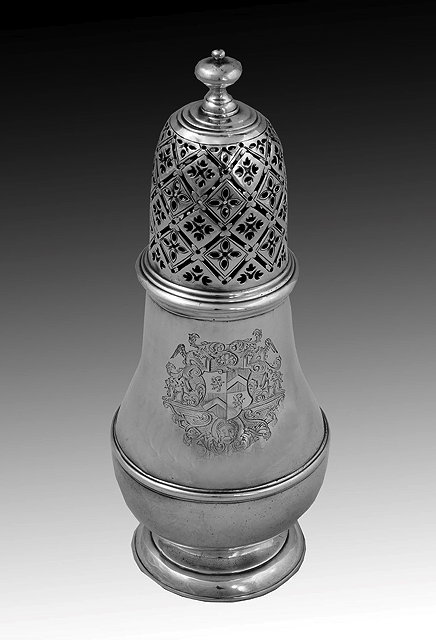 Appraisal: A GEORGE I BRITANNIA SILVER CASTER baluster shaped with turned